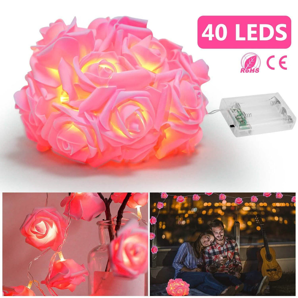2-Pack: 40 LEDs Rose Flower String Lights | String & Fairy Lights | Wiccan Center
