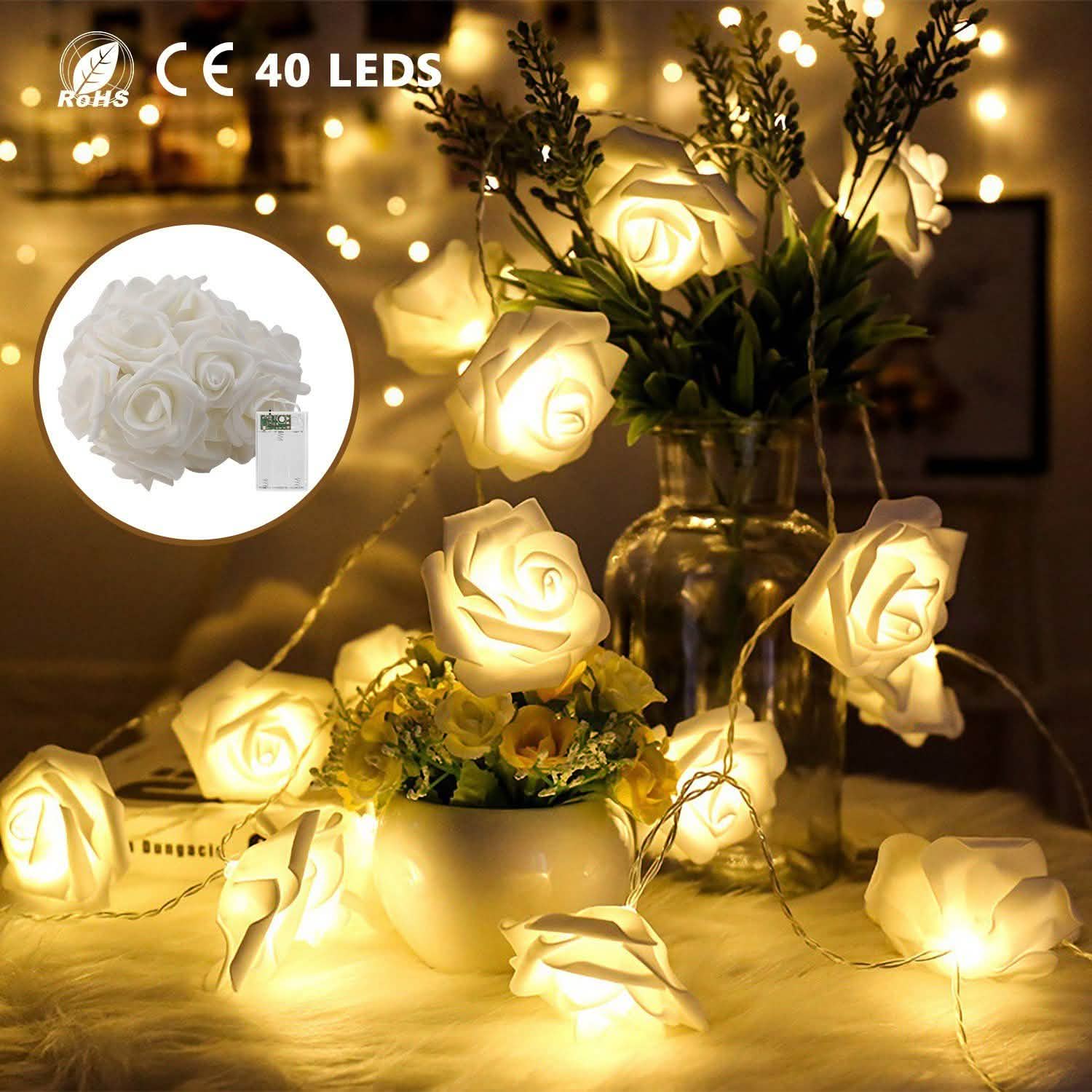 2-Pack: 40 LEDs Rose Flower String Lights | String & Fairy Lights | Wiccan Center