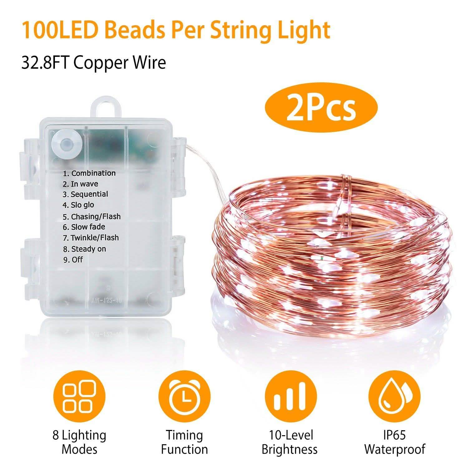 2-Piece: 100LED Beads String Lights | String & Fairy Lights | Wiccan Center