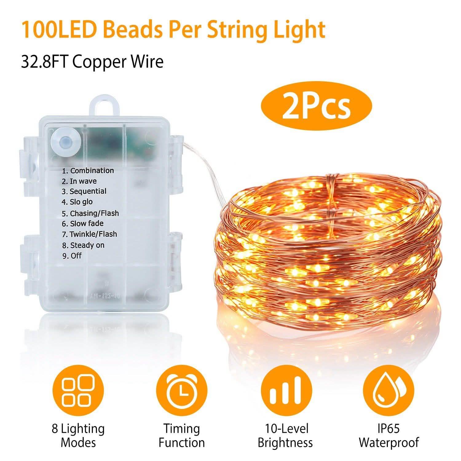 2-Piece: 100LED Beads String Lights | String & Fairy Lights | Wiccan Center