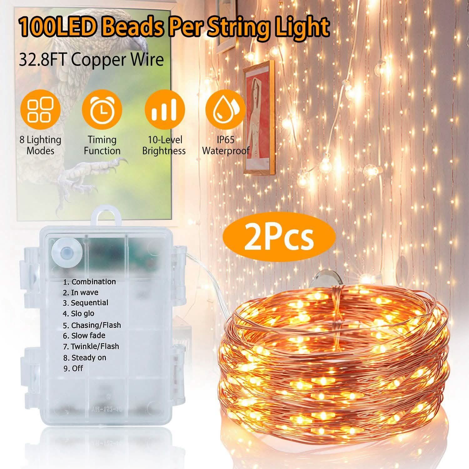 2-Piece: 100LED Beads String Lights | String & Fairy Lights | Wiccan Center