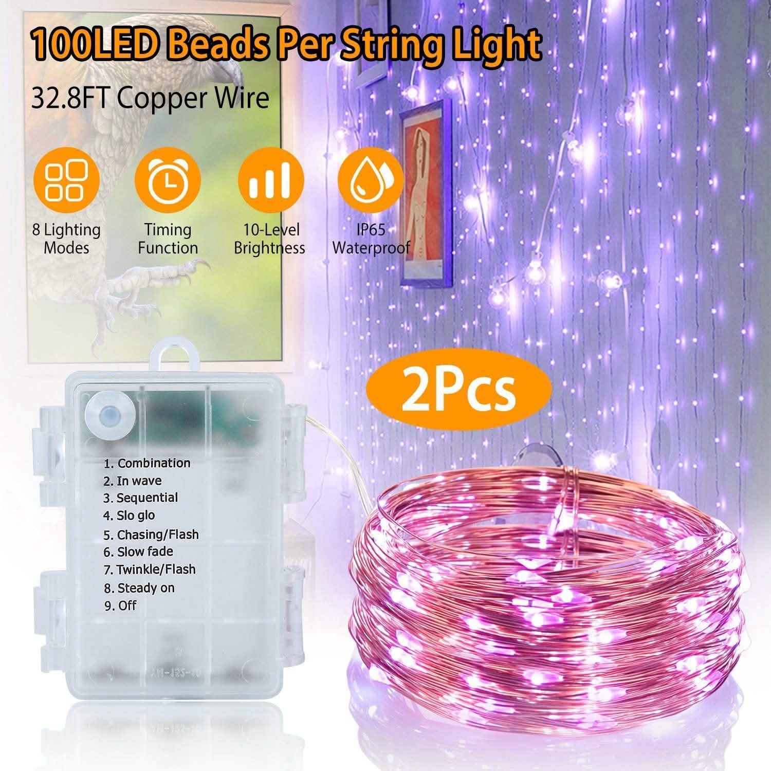 2-Piece: 100LED Beads String Lights | String & Fairy Lights | Wiccan Center