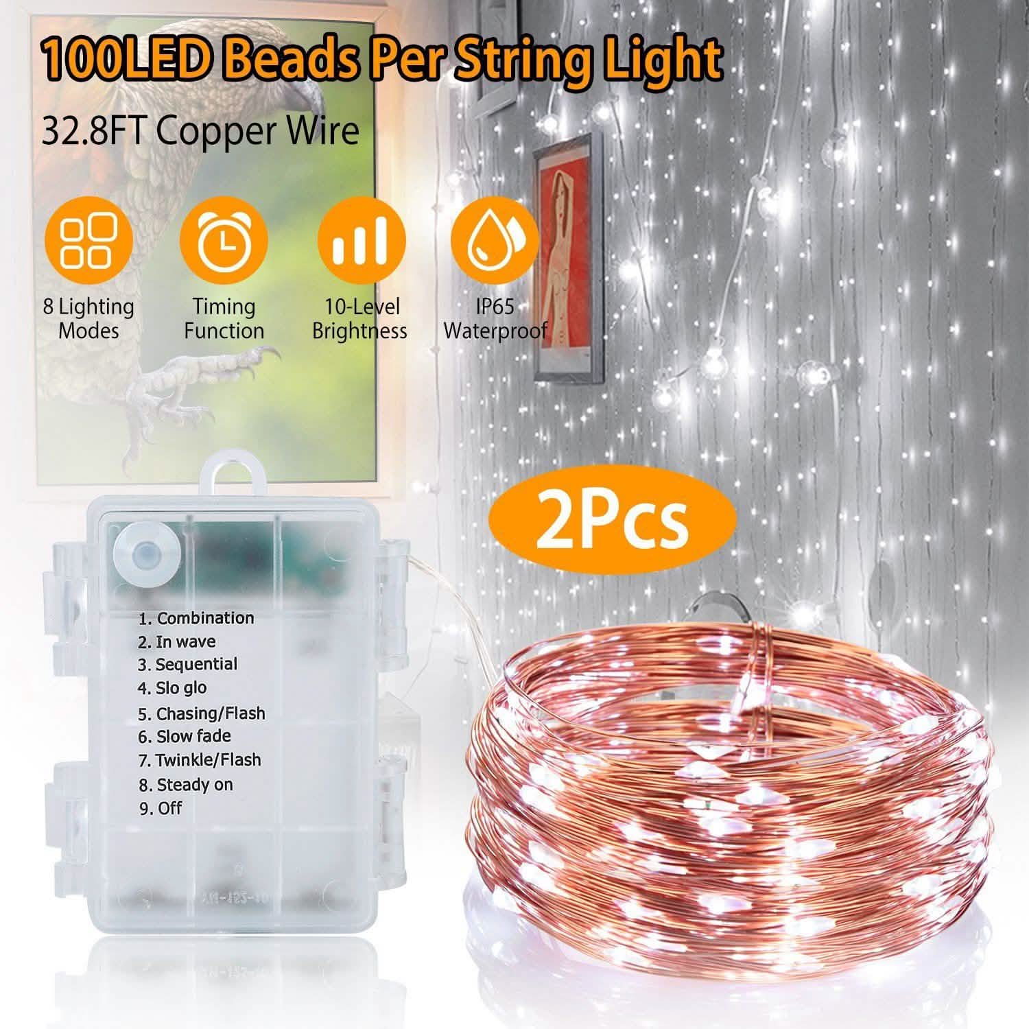 2-Piece: 100LED Beads String Lights | String & Fairy Lights | Wiccan Center