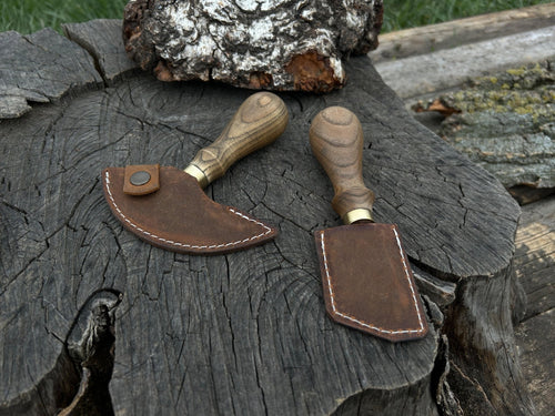2-Piece Rounded and Angled Leather Knife Set | Tool Sets | Wiccan Center