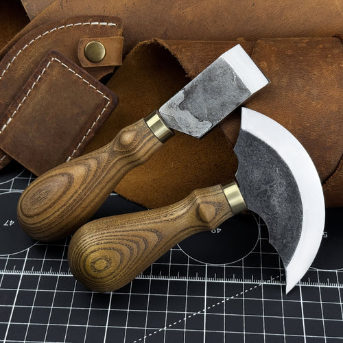 2-Piece Rounded and Straight Leather Knife Set | Tool Sets | Wiccan Center