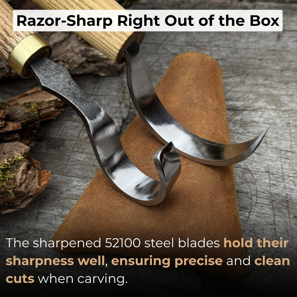 2-Piece Spoon Carving Hook Knife Set