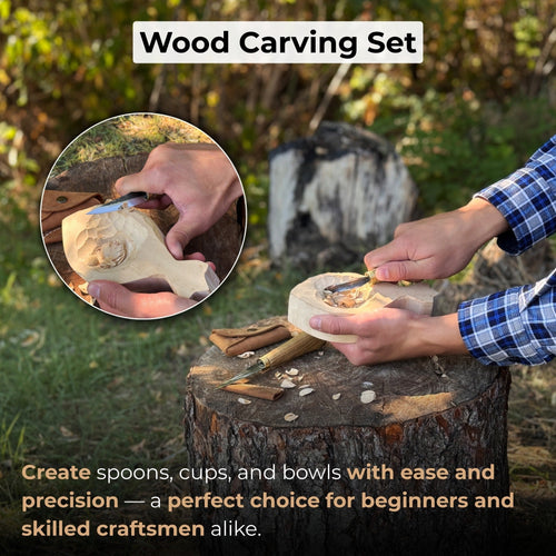 2-Piece Spoon Carving Knife Set with Leather Sheaths | Tool Sets | Wiccan Center