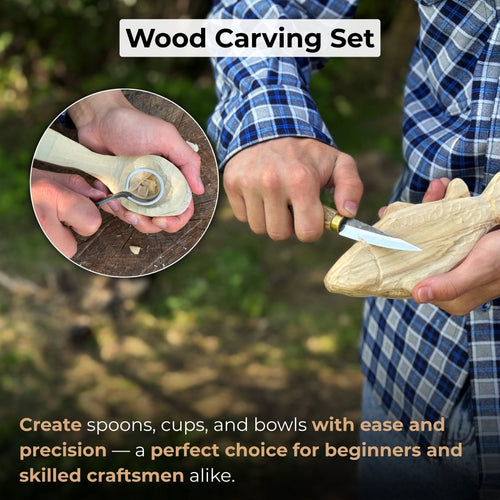 2-Piece Spoon Carving Tool Set with Leather Case | Tool Sets | Wiccan Center