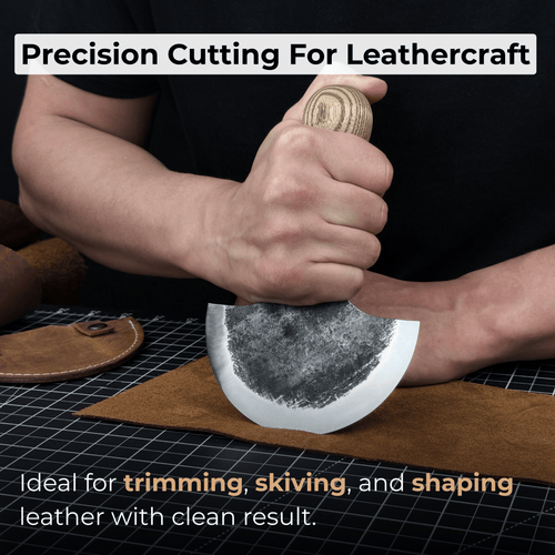 2-Piece Straight and Round (Half Moon) Leather Knife Set | Tool Sets | Wiccan Center