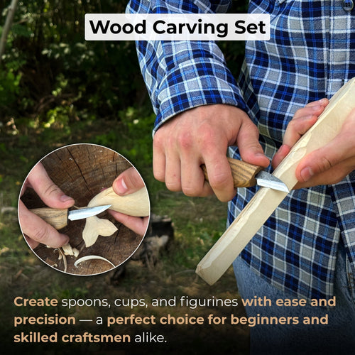 2-Piece Wood Carving Knife Set with Leather Strop and Case | Tool Sets | Wiccan Center