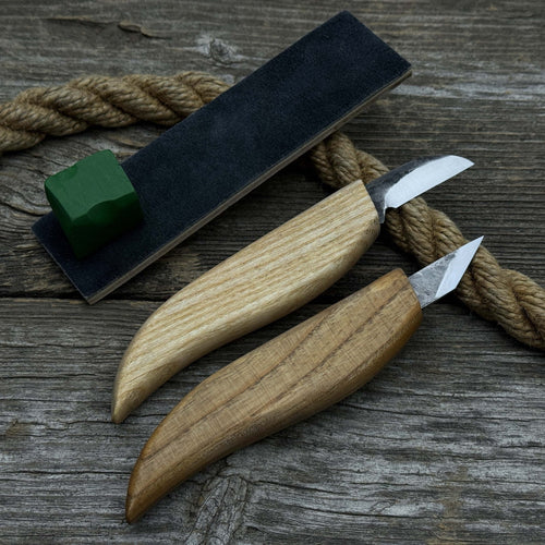 2-Piece Wood Carving Knife Set with Leather Strop | Tool Sets | Wiccan Center