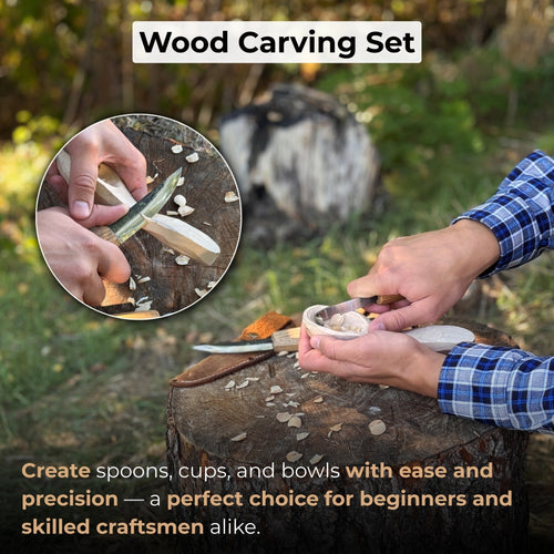 2-Piece Wooden Spoon Carving Set | Tool Sets | Wiccan Center