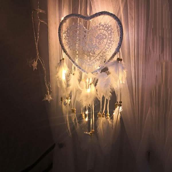 2-Pieces: Romantic LED Dream Catcher with Feather Dreamcatcher Night Light | Furniture & Decor | Wiccan Center