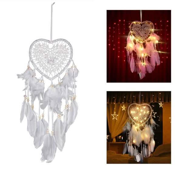 2-Pieces: Romantic LED Dream Catcher with Feather Dreamcatcher Night Light | Furniture & Decor | Wiccan Center