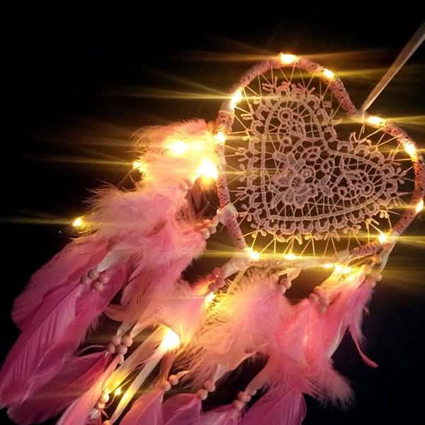 2-Pieces: Romantic LED Dream Catcher with Feather Dreamcatcher Night Light | Furniture & Decor | Wiccan Center