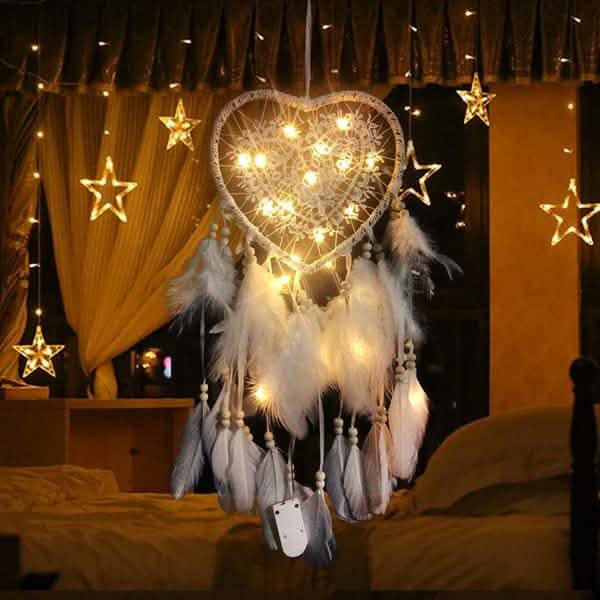 2-Pieces: Romantic LED Dream Catcher with Feather Dreamcatcher Night Light | Furniture & Decor | Wiccan Center
