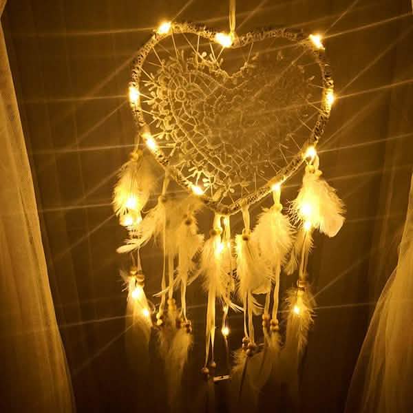 2-Pieces: Romantic LED Dream Catcher with Feather Dreamcatcher Night Light | Furniture & Decor | Wiccan Center