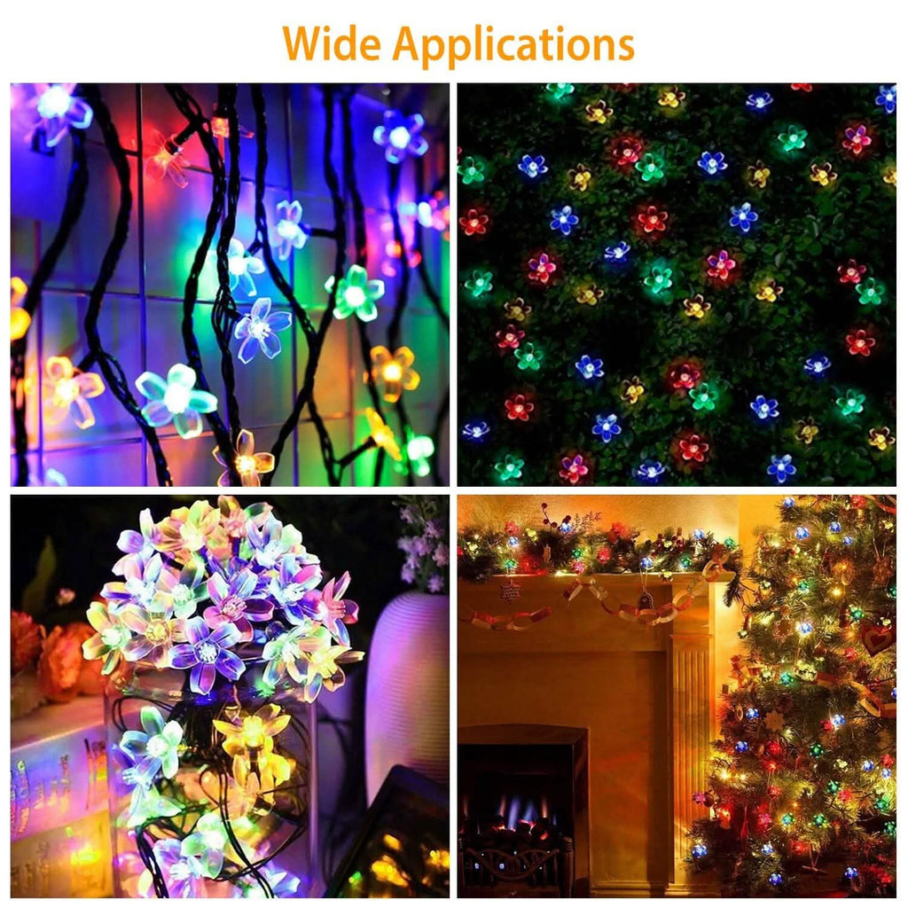 2-Pieces: Solar Power String Lights 50 LED Beads Fairy Sakura Flower | String & Fairy Lights | Wiccan Center
