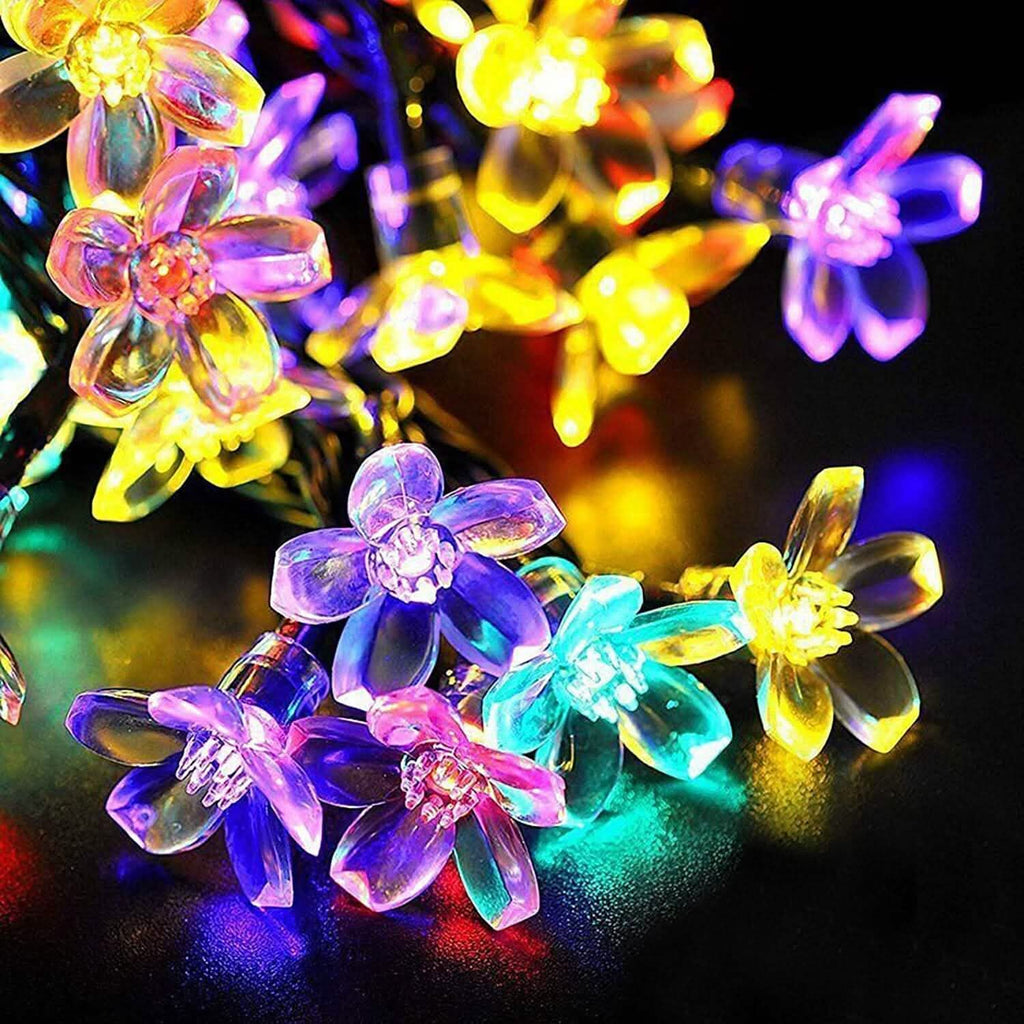 2-Pieces: Solar Power String Lights 50 LED Beads Fairy Sakura Flower | String & Fairy Lights | Wiccan Center