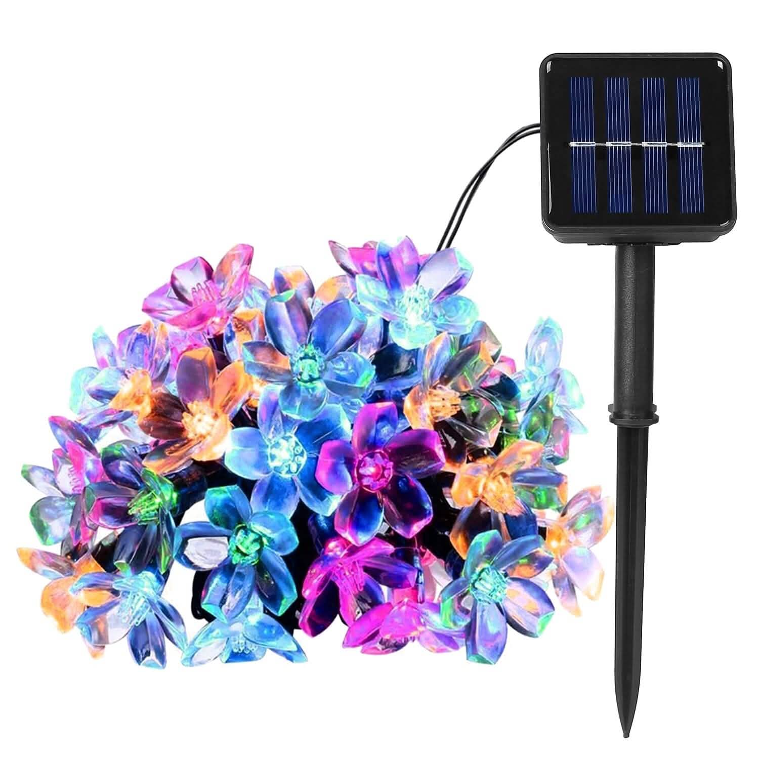 2-Pieces: Solar Power String Lights 50 LED Beads Fairy Sakura Flower | String & Fairy Lights | Wiccan Center
