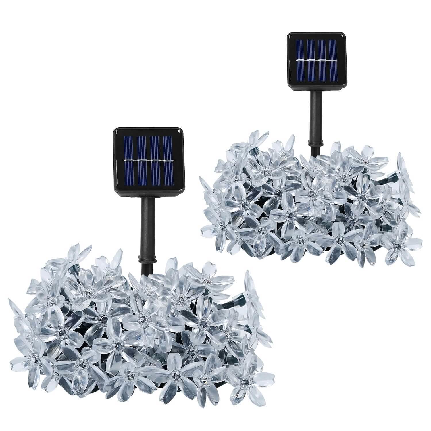 2-Pieces: Solar Power String Lights 50 LED Beads Fairy Sakura Flower | String & Fairy Lights | Wiccan Center