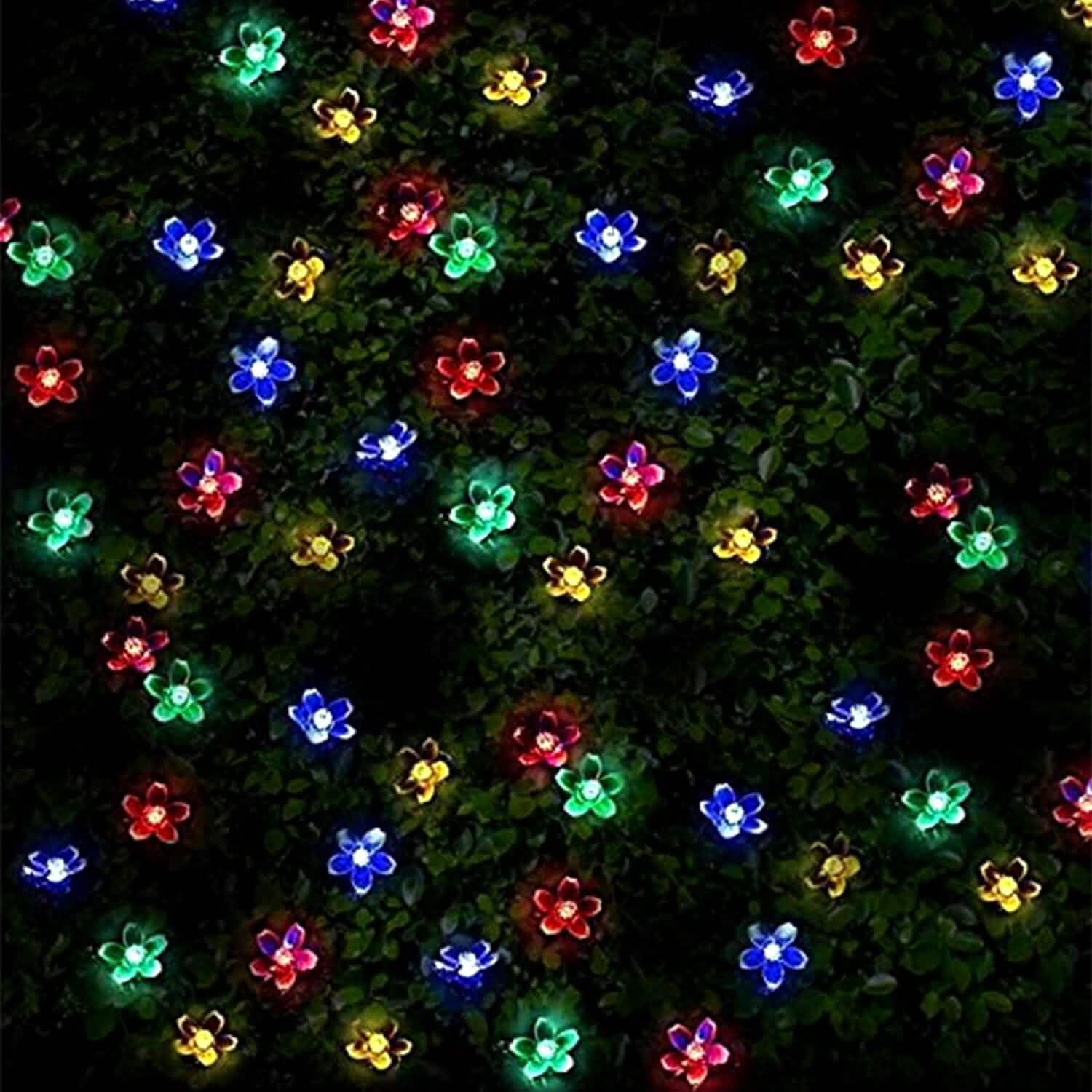 2-Pieces: Solar Power String Lights 50 LED Beads Fairy Sakura Flower | String & Fairy Lights | Wiccan Center