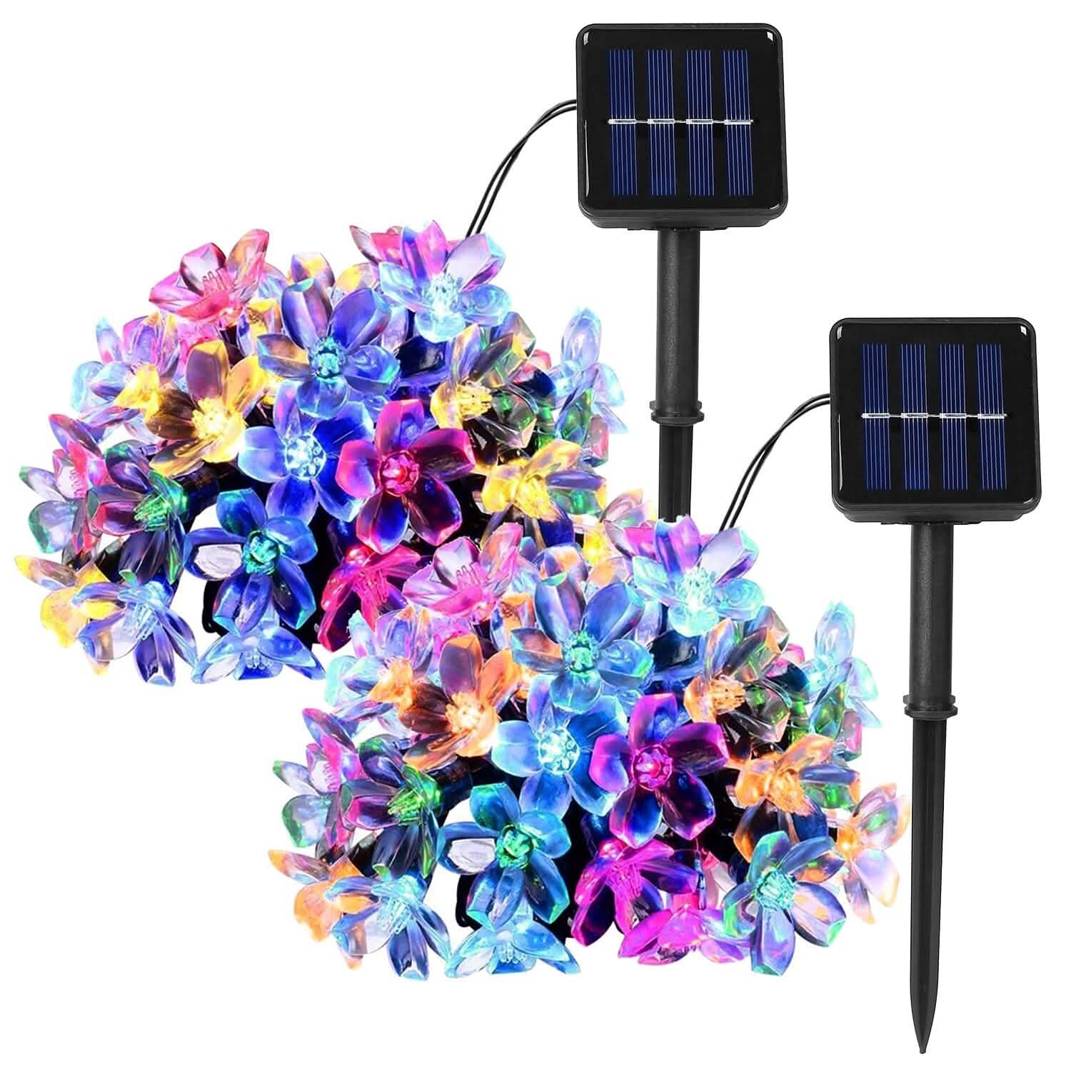 2-Pieces: Solar Power String Lights 50 LED Beads Fairy Sakura Flower | String & Fairy Lights | Wiccan Center