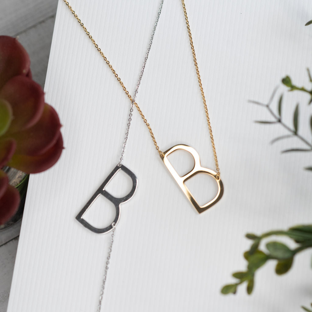 Large Letter / Initial Necklace in Gold | Necklace | Wiccan Center