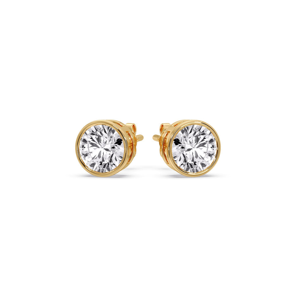 Bezel-Set Brilliant Round Diamond Solitaire Stud Earrings [IGI Certified]