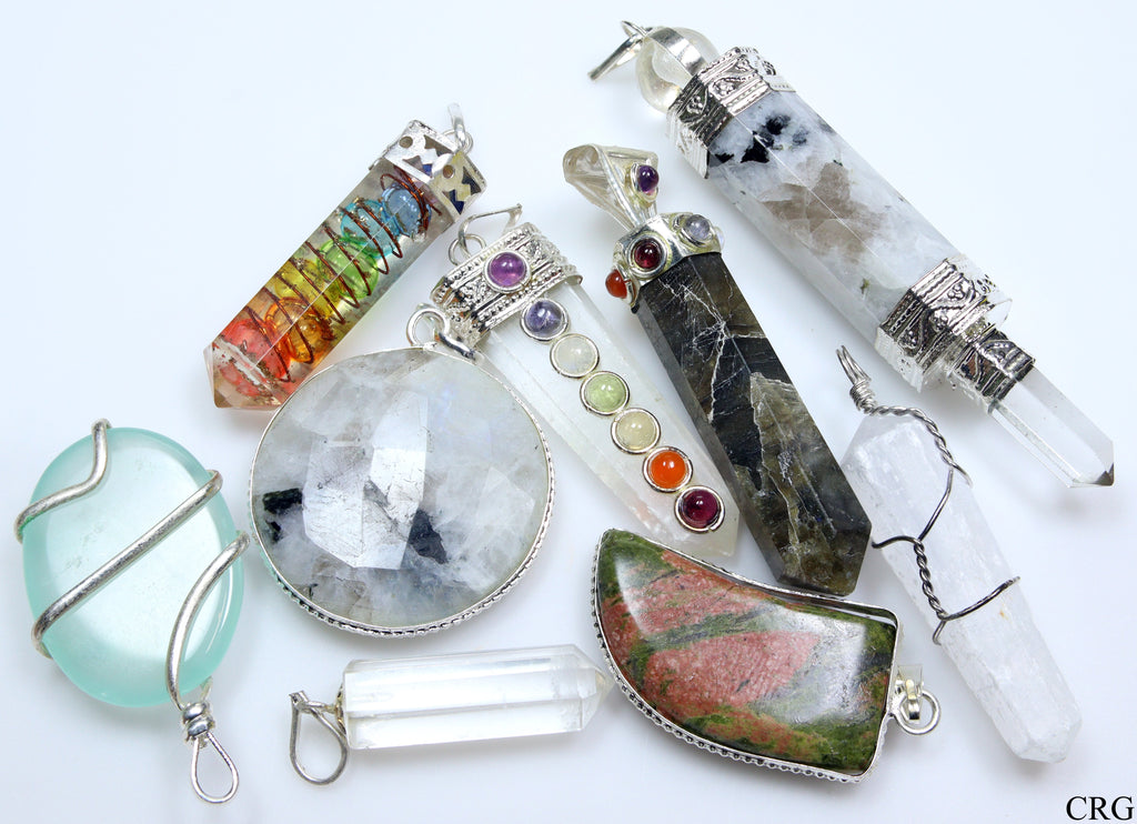 Assorted Gemstone Pendants Gold Plated (20 Pieces)