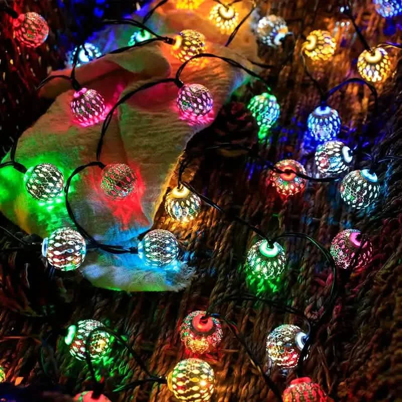 20 LED Moroccan Ball Solar String Lights | String & Fairy Lights | Wiccan Center