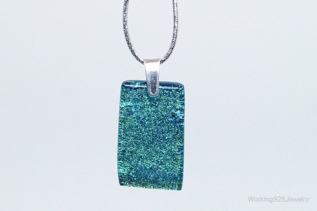 Large Vintage Dichroic Glass Sterling Silver Necklace Pendant | Jewelry > Necklaces > Pendants | Wiccan Center