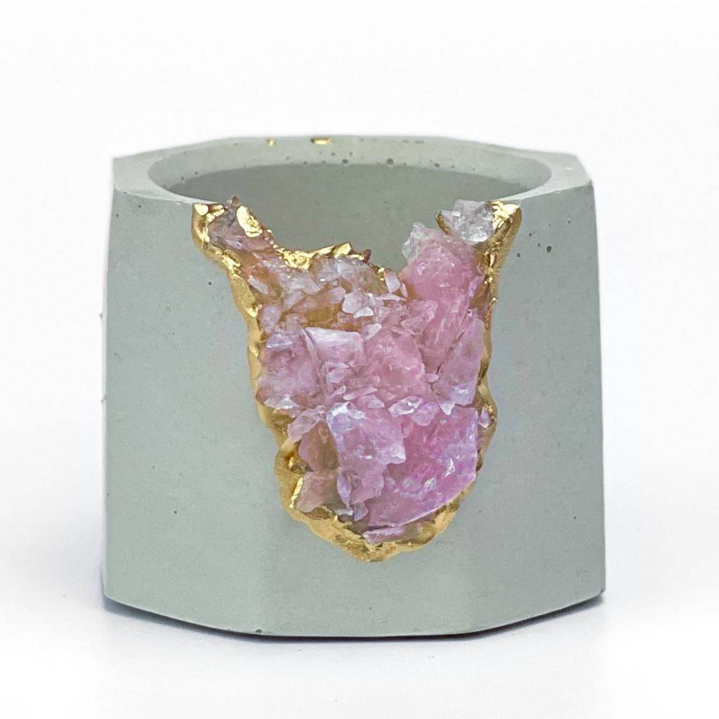 Raw ROSE QUARTZ GEODE PLANTER