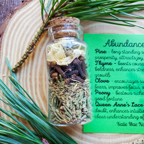 Abundance Spell Bottle, Intention Setting Herbs for Prosperity and Sucess | Apothecary | Wiccan Center