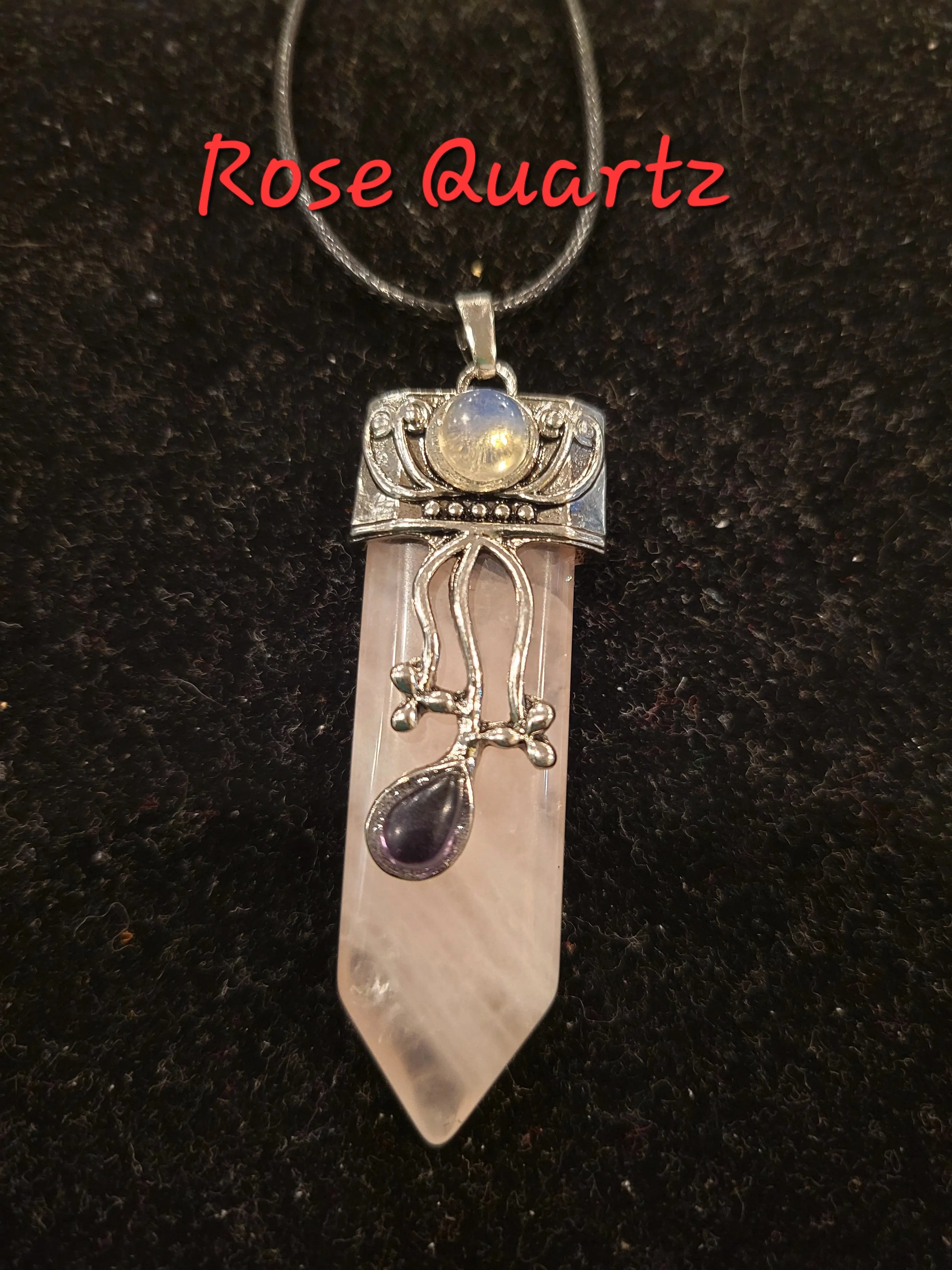 Rose Quartz Necklace in Stainless Steel