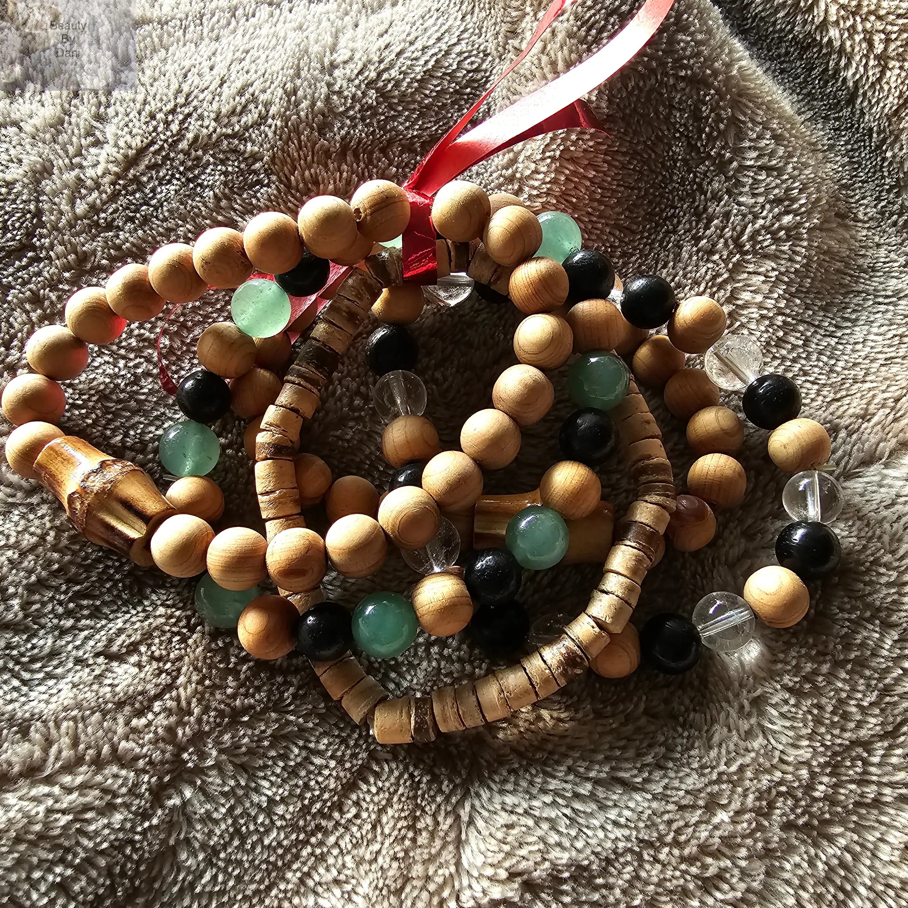Aventurine and Wood Bead Bracelet Set