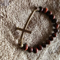 Tiger Iron Bracelet with Stainless Steel Cross