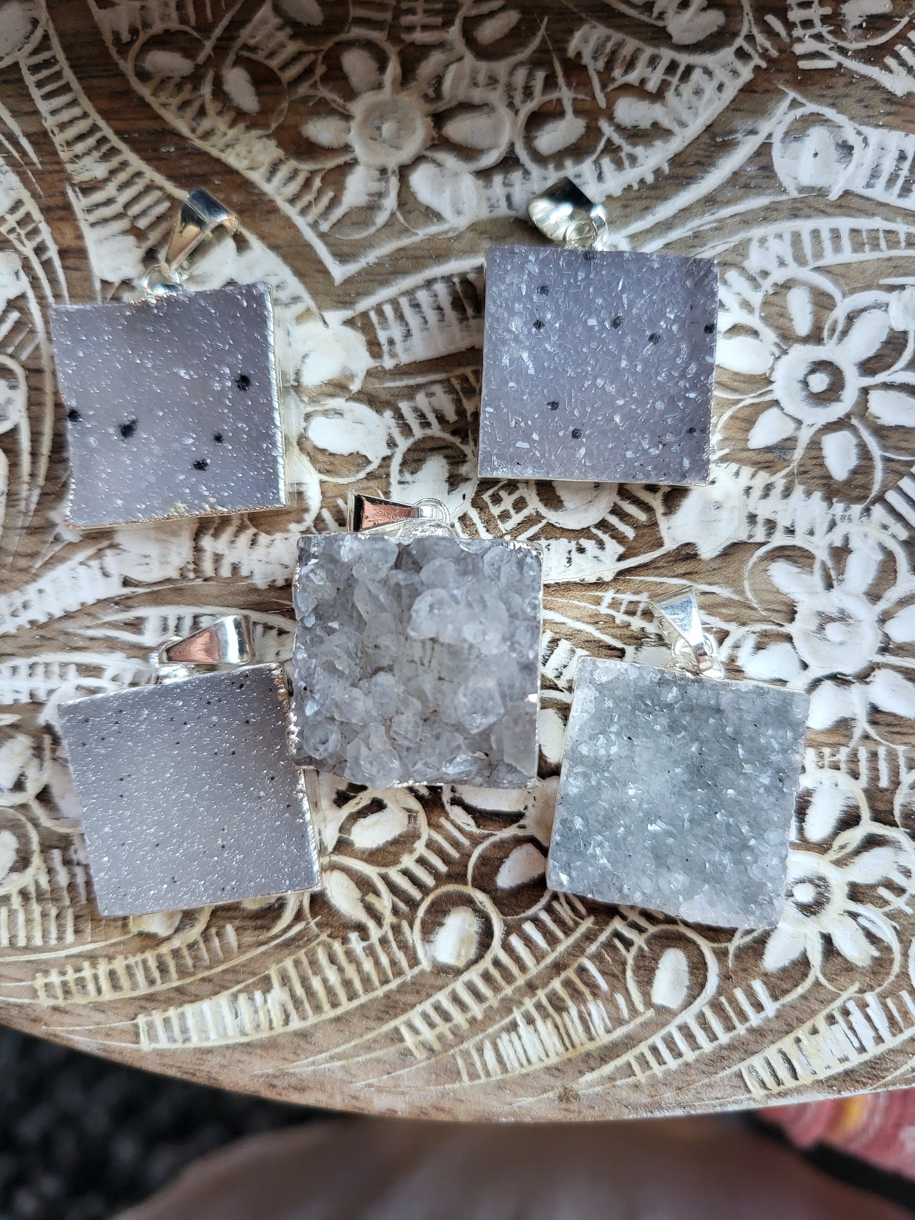 Uruguayan Crystal Druzy Square Pendant | | Wiccan Center
