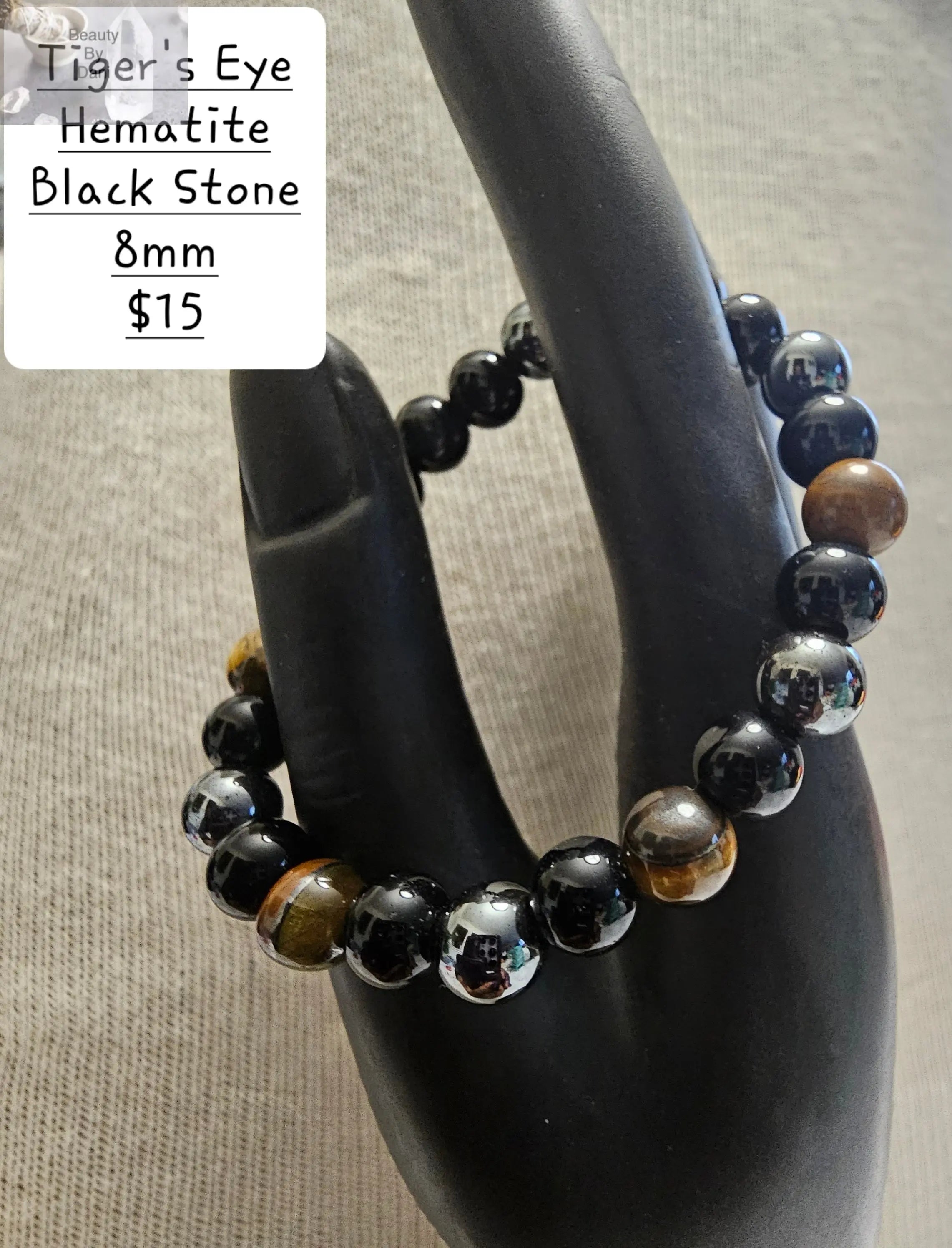 Hematite, Tiger's Eye & Black Stone Bracelet
