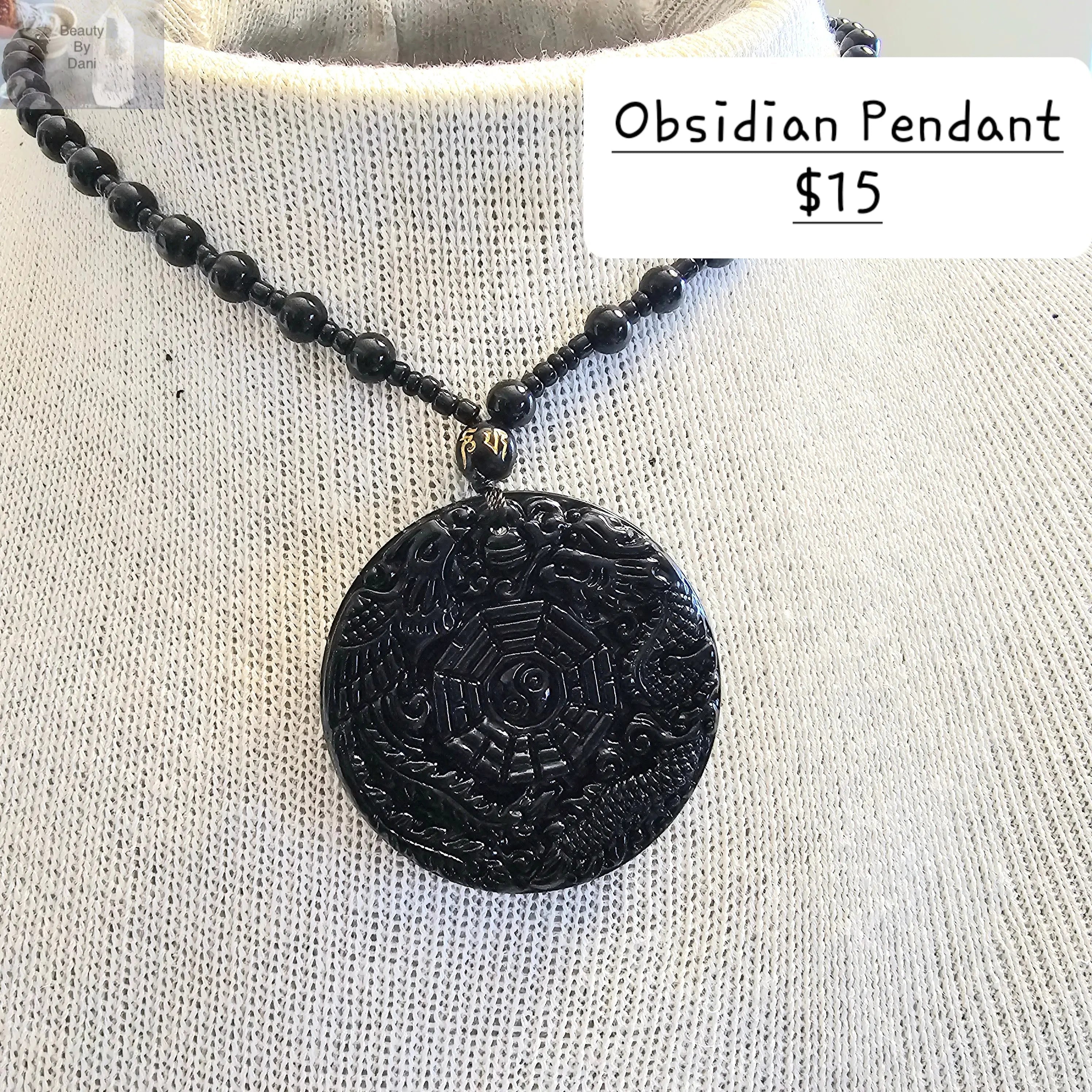 Obsidian Ying Yang Dragon Pendant