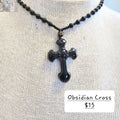 Obsidian Cross Necklace - 24 Inches