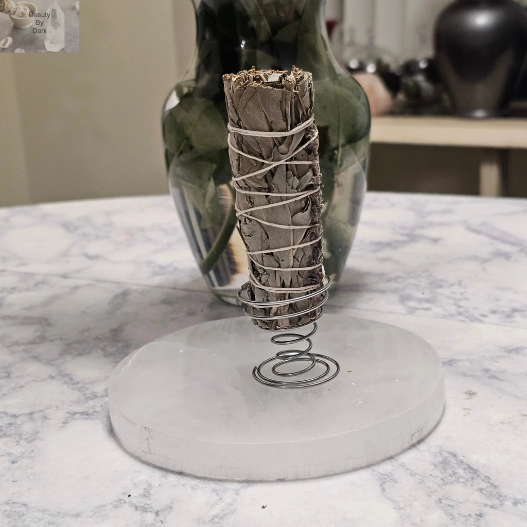 Sage Metal Stand with Selenite Plate