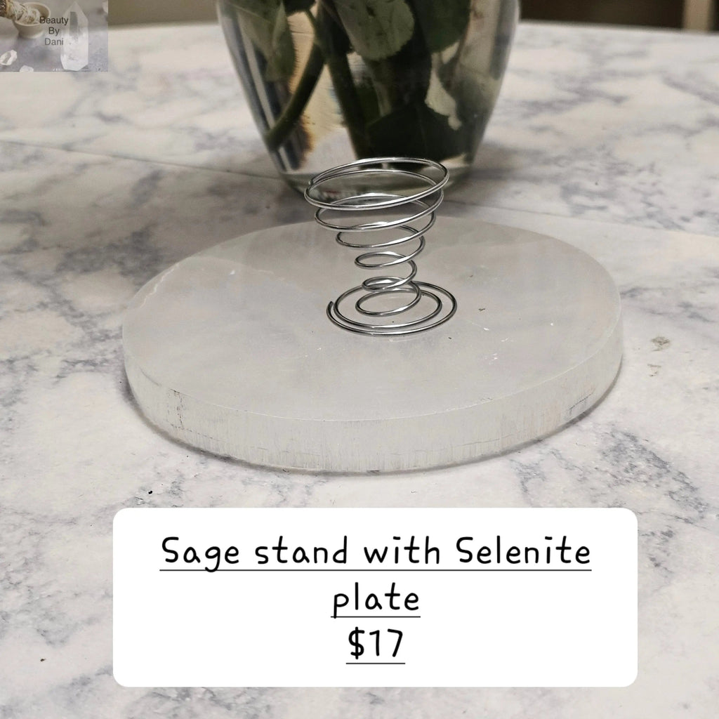 Sage Metal Stand with Selenite Plate