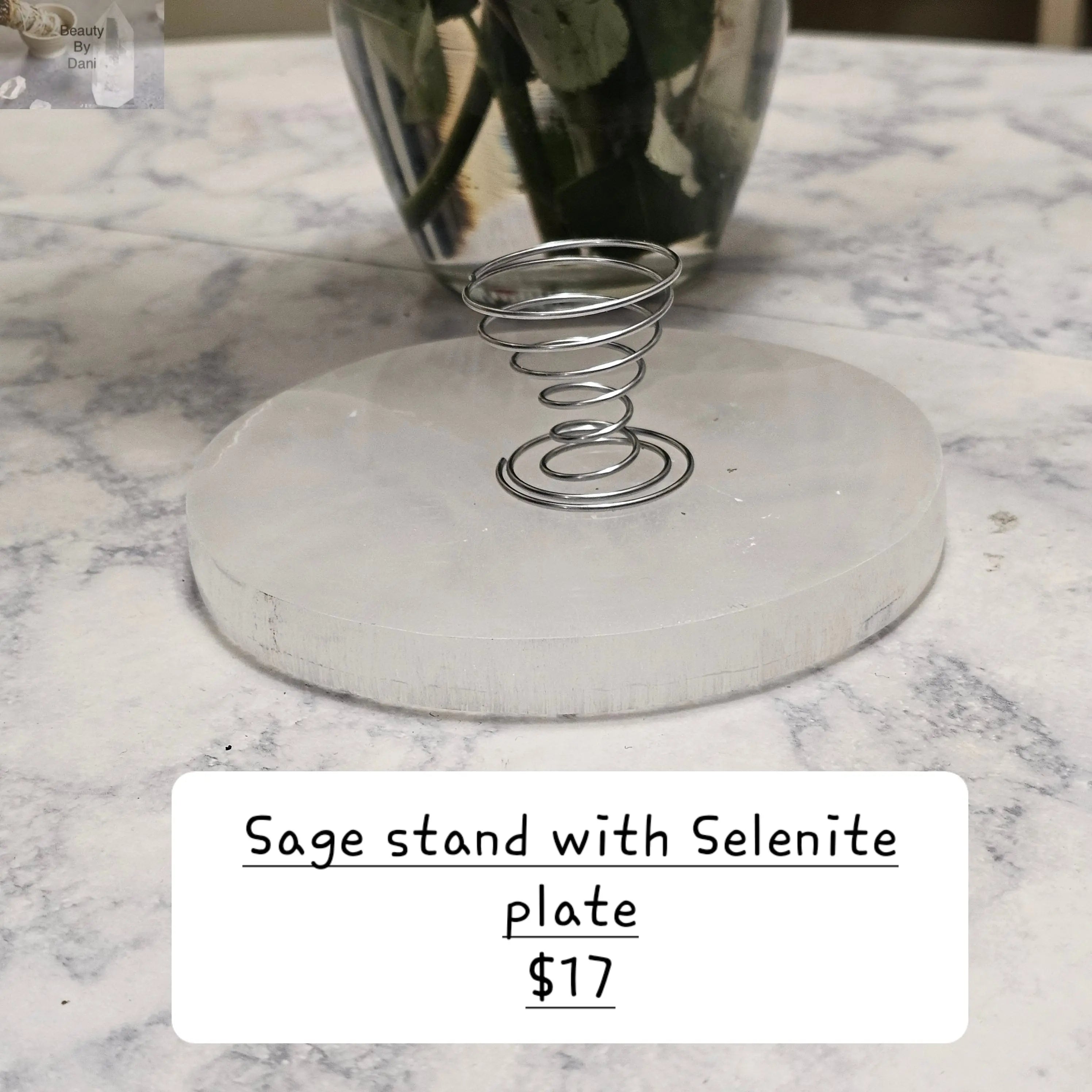 Sage Metal Stand with Selenite Plate