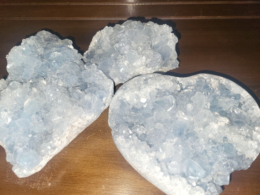 Celestite Crystal Clusters (100–300 g) – Peace • Angelic Connection • Clarity | | Wiccan Center