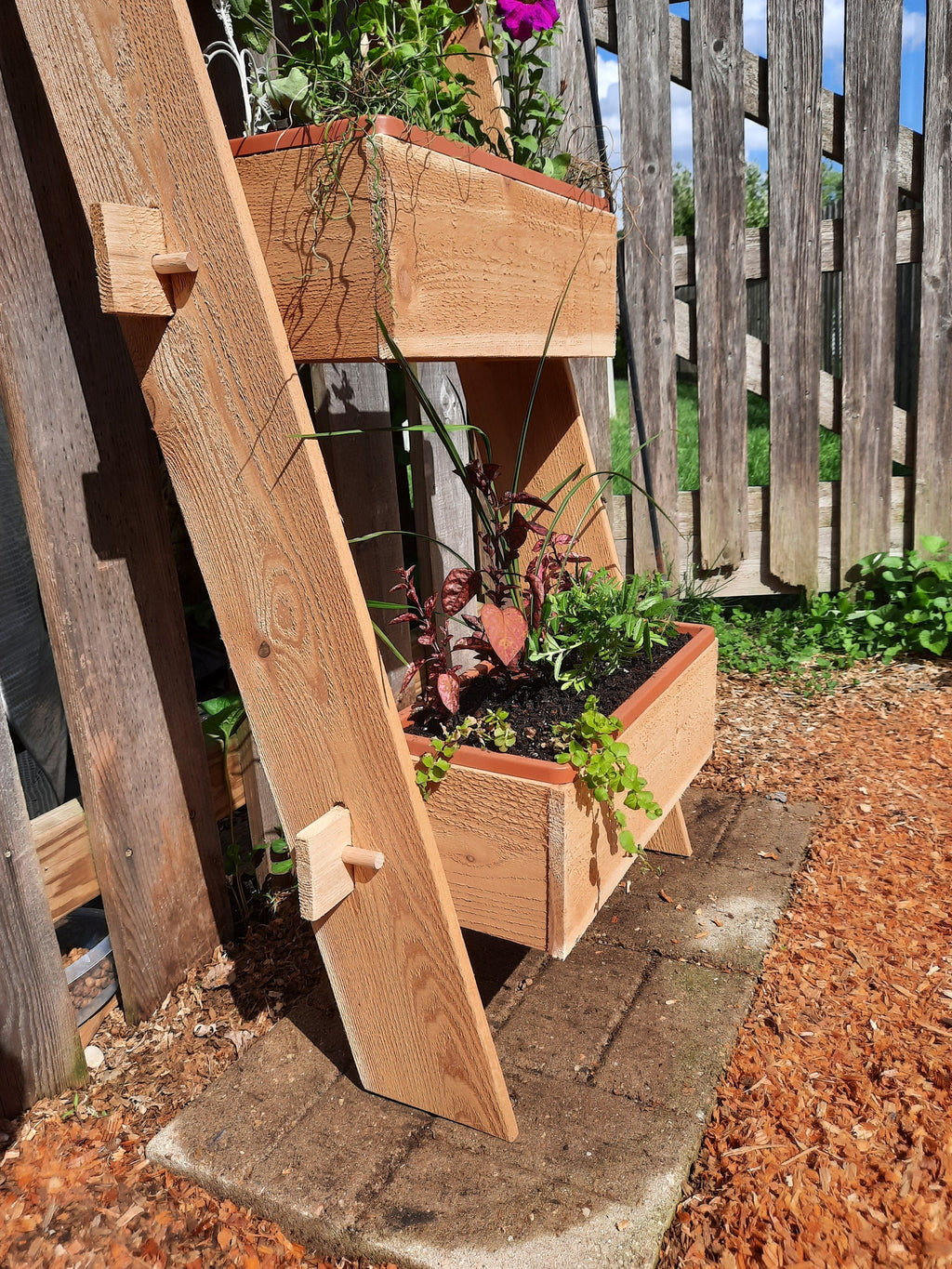 3-Tier Vertical Cedar Standing Planter Box | Planter | Wiccan Center