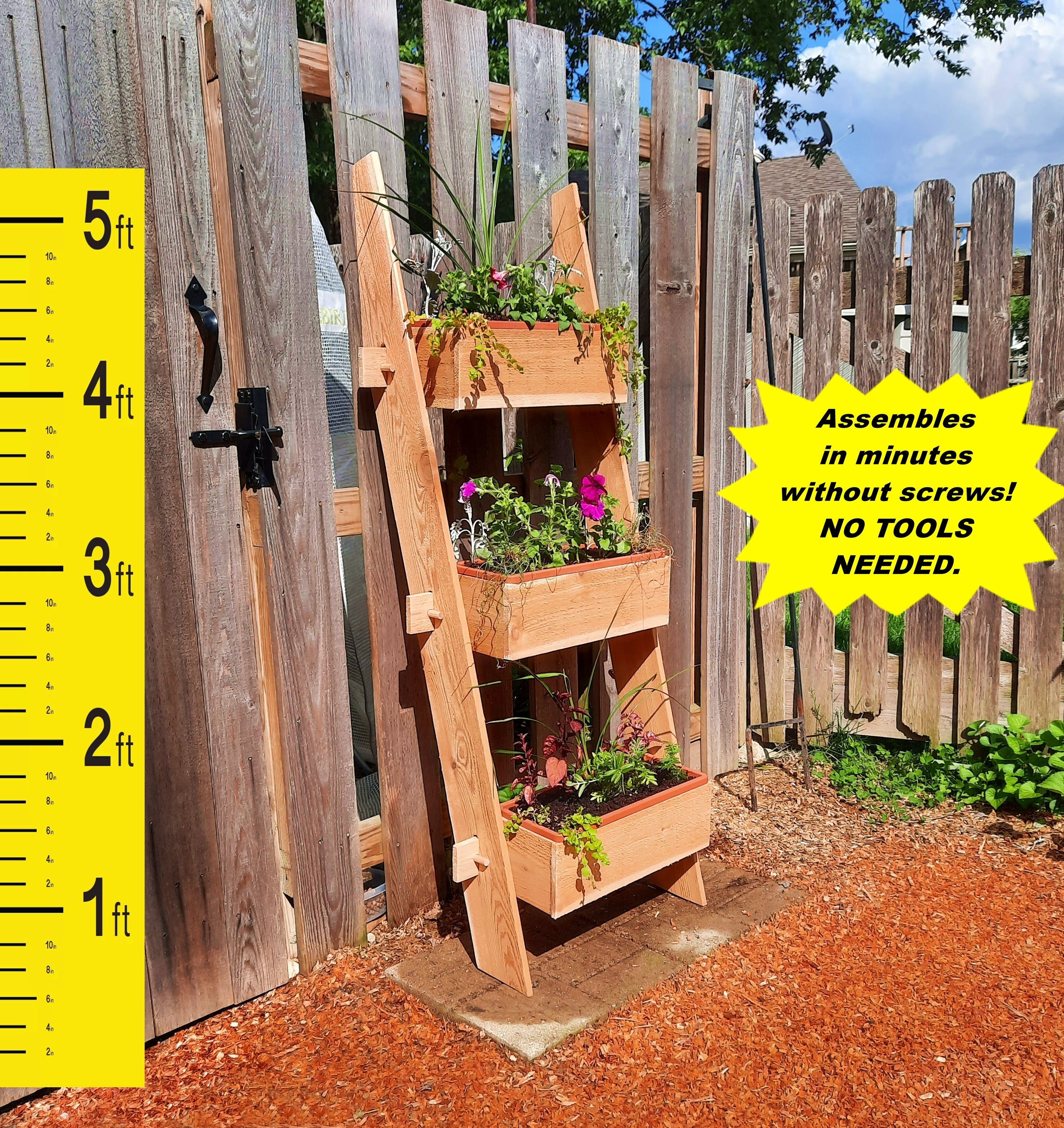 3-Tier Vertical Cedar Standing Planter Box | Planter | Wiccan Center