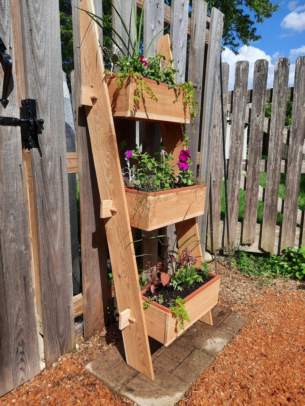 3-Tier Vertical Cedar Standing Planter Box | Planter | Wiccan Center