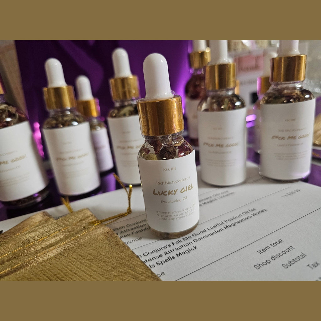 Lucky Girl Sweetening Hoodoo Conjure Oil | Good Luck Oil | Favor and Opportunity Oil | Prosperity Ritual Oil | Rootwork Spiritual Supply