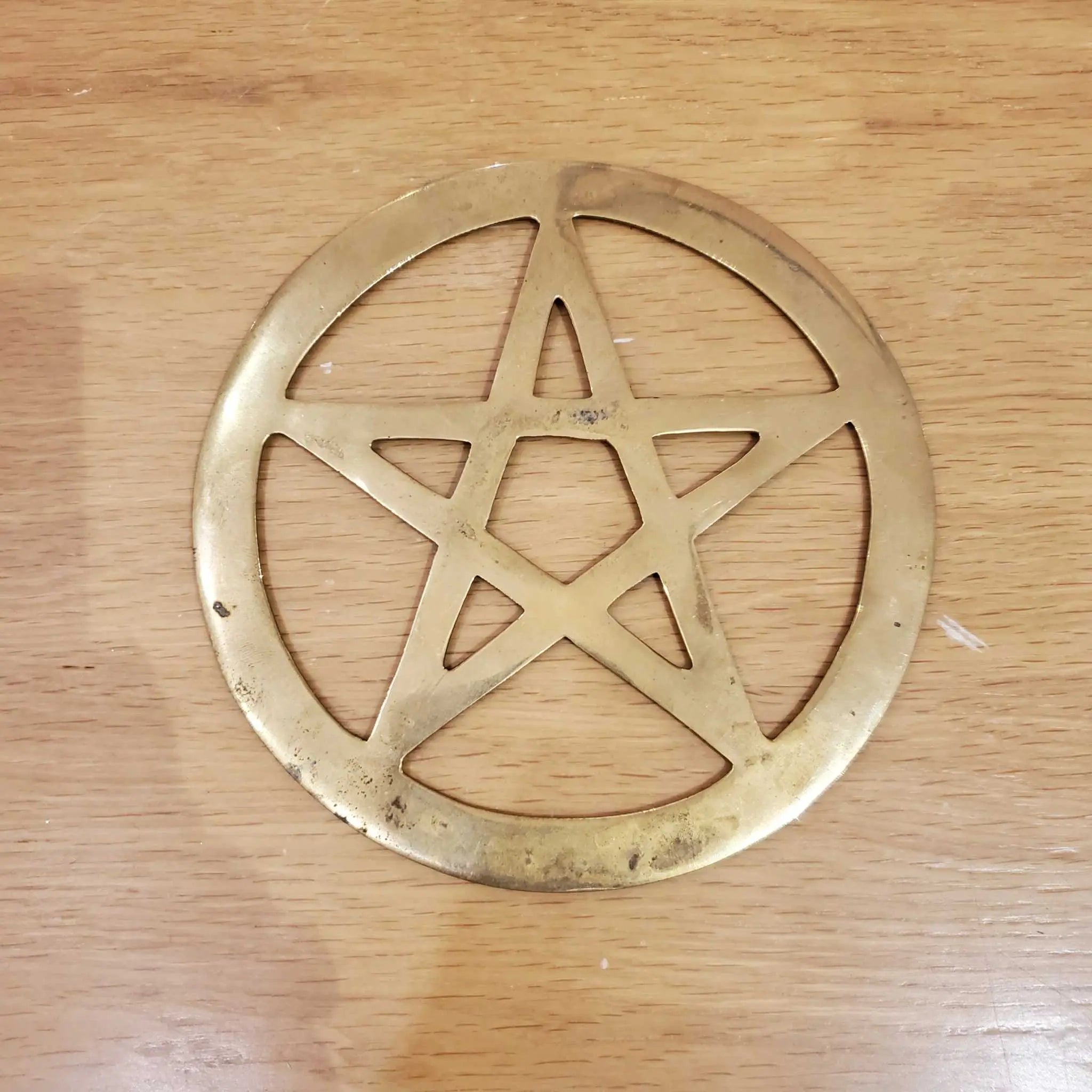 Plated Brass Pentacle Alter Tiles - Large | Home Decor | Wiccan Center